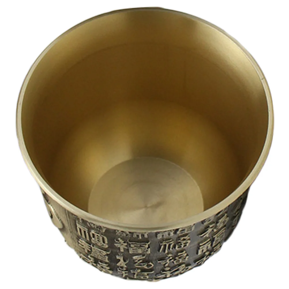 

Chic Chinese Style Offering Decorative Teacup Exquisite Table Decor Copper Relief Cup Home Office Desktop Accessory Small Flower