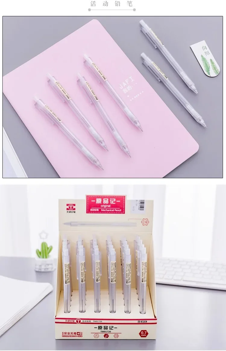 5 Stück/Set Minimalistischer Transparenter Druckbleistift 0,5/0,7mm für Schüler, Schulbedarf, Bürozubehör – Detail 10