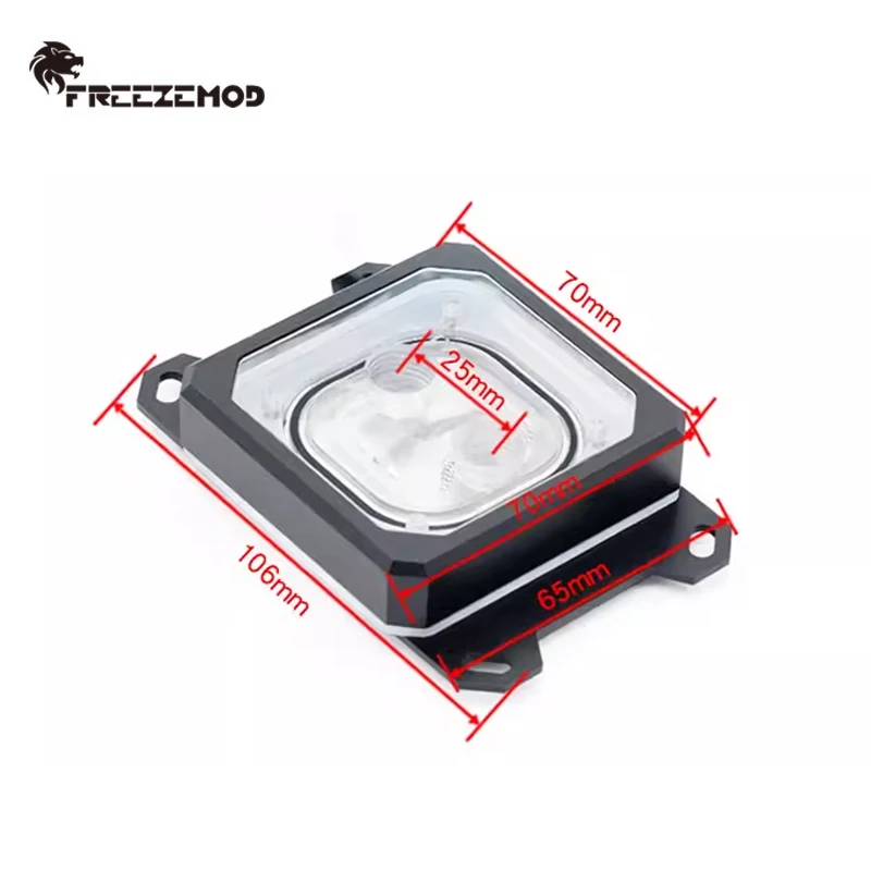 FREEZEMOD Komputer CPU Water Block 5V ARGB SYNC, Efek Cahaya Difusi Aurora, Penutup PMMA + Bingkai Aluminium INTEL-PK5E / AMD-PK5E