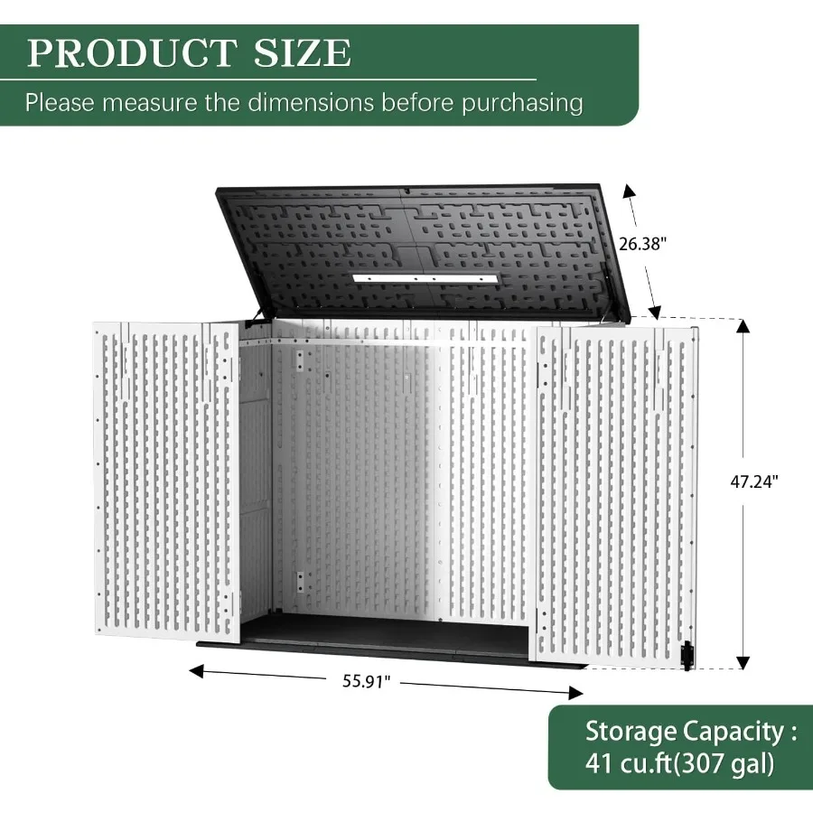 Outdoor Storage Shed Resin Waterproof Storage Cabinet for Patio Garden: UV-Resistant Gray Resin, Weatherproof Design, Lockable