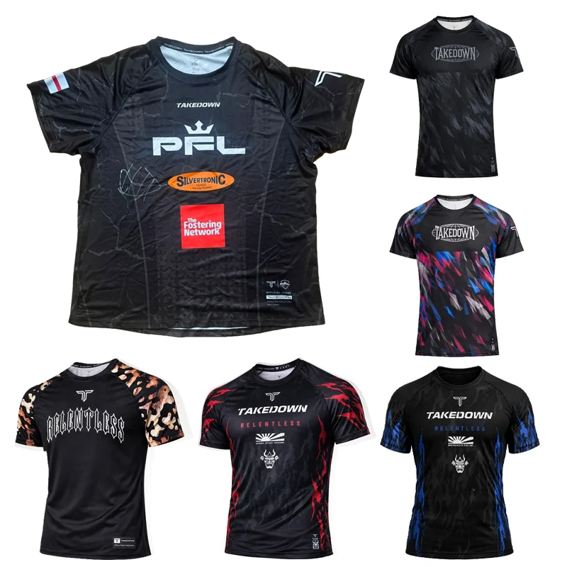 2026 Takedown PFL MMA Boxing Training Fighting Top Men's and Women's T-shirt Breathable and Fashionable