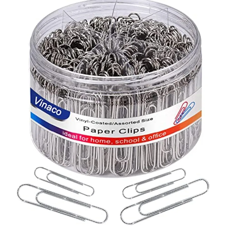 

Paper Clips, 500PCS Medium and Jumbo Paper Clips 1.3 inch and 2.0 inch,Durable and Rustproof, Coated Paperclip Great for Office