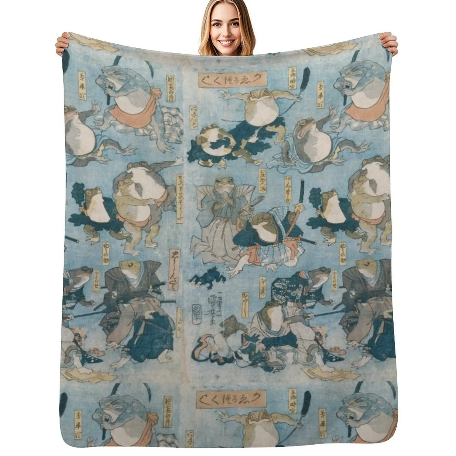 

Frog heros Japanese art Throw Blanket Large Furrys Bed Fashionable Luxury Designer Blankets