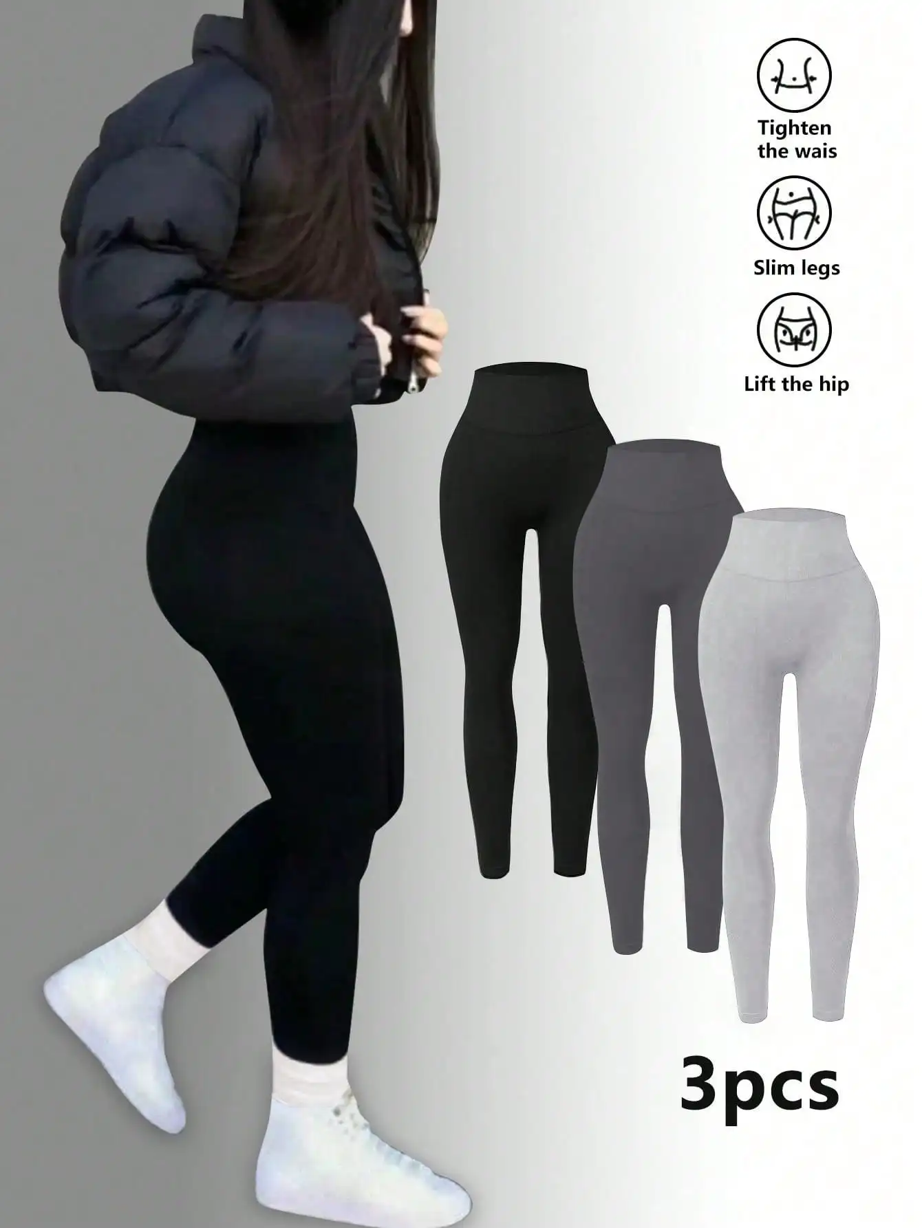 

Easithlete женские однотонные 3 комплекта с высокой талией повседневные спортивные леггинсы для отдыха брюки для йоги