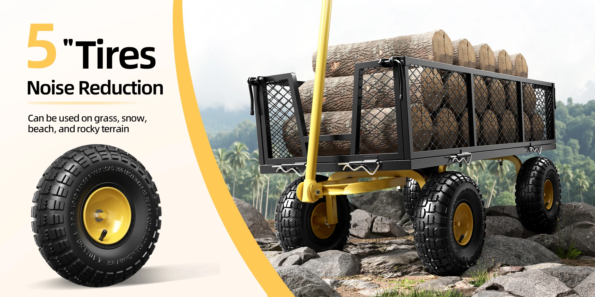 YDC-2503 لوحة إطار شبكي مسطحة محمولة بأربع عجلات قابلة للطي لوازم الحدائق عربة يدوية للتخييم في الهواء الطلق والشاطئ #2