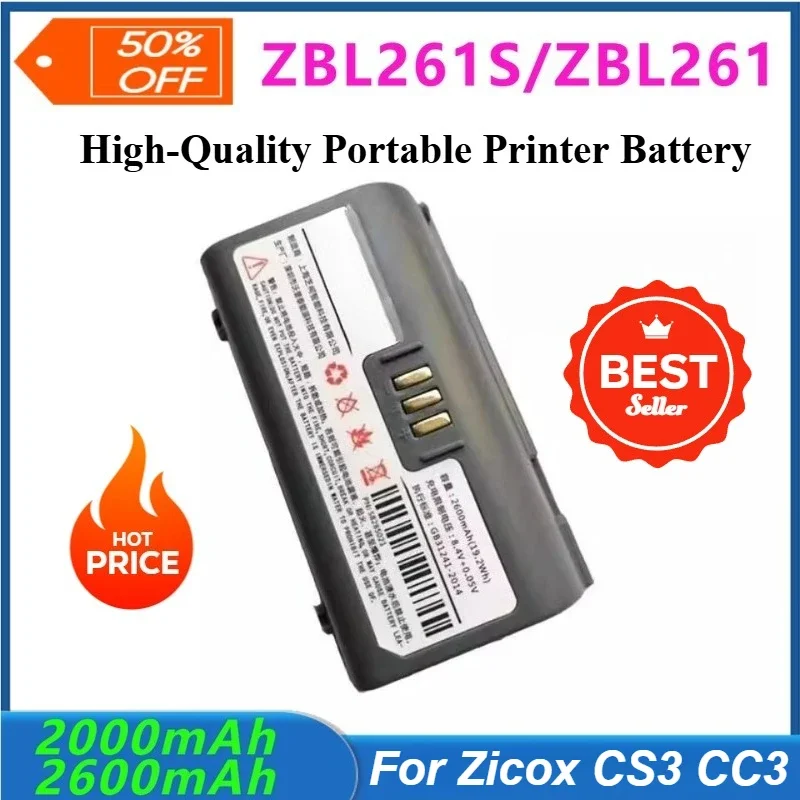 2000mAh 2600mAh voor Zicox CS3 CC3 Draagbare Printer Batterij ZBL261S ZBL261 Grote Capaciteit Universele Batterij Batterijen