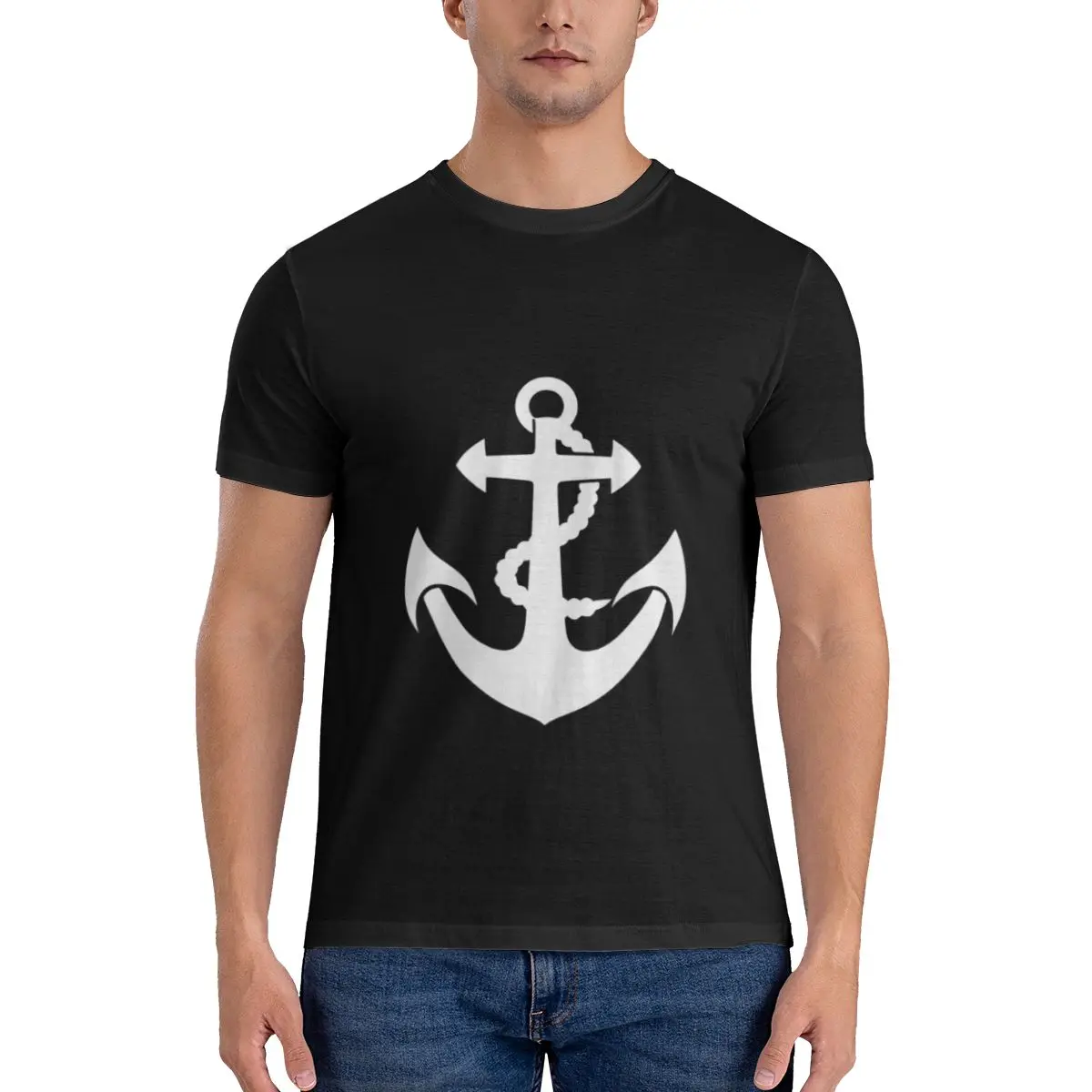 

Nautical Anchor Men's Basic Short Sleeve T-Shirt Funny Print T Shirt