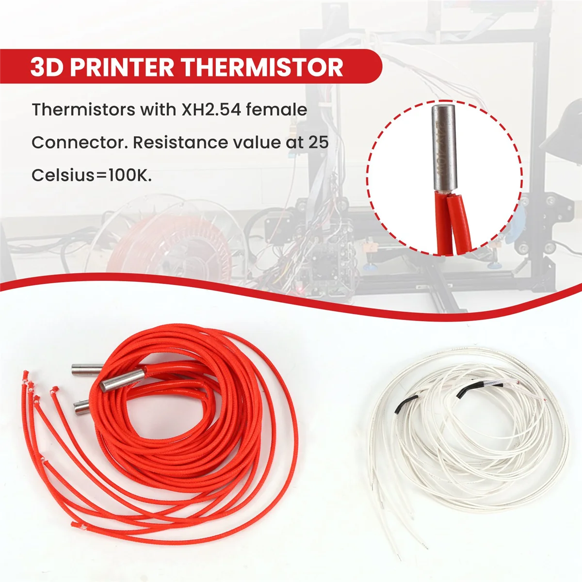 X09A24V 40W Cartridge Heater Thermistor NTC 100K 3950 Wire 1M for Ender 3 Ender 3 Pro 3D Printer Accessories