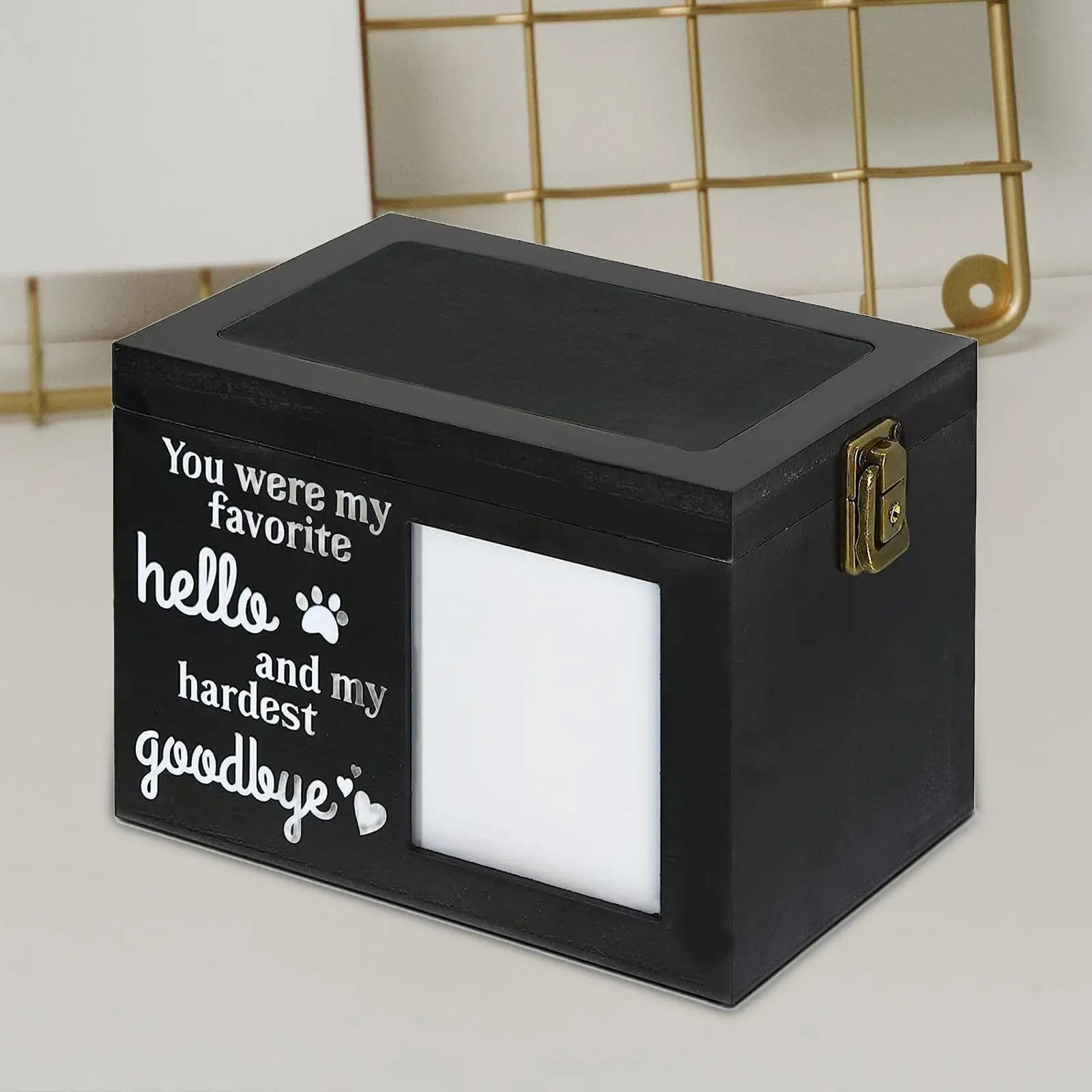 Pet Ashes Urn Keepsake Urn with Photo Frame Sealed Durable Wooden Pet Urn for Loss Pet Remembrance Gift Collar Rabbits Cats