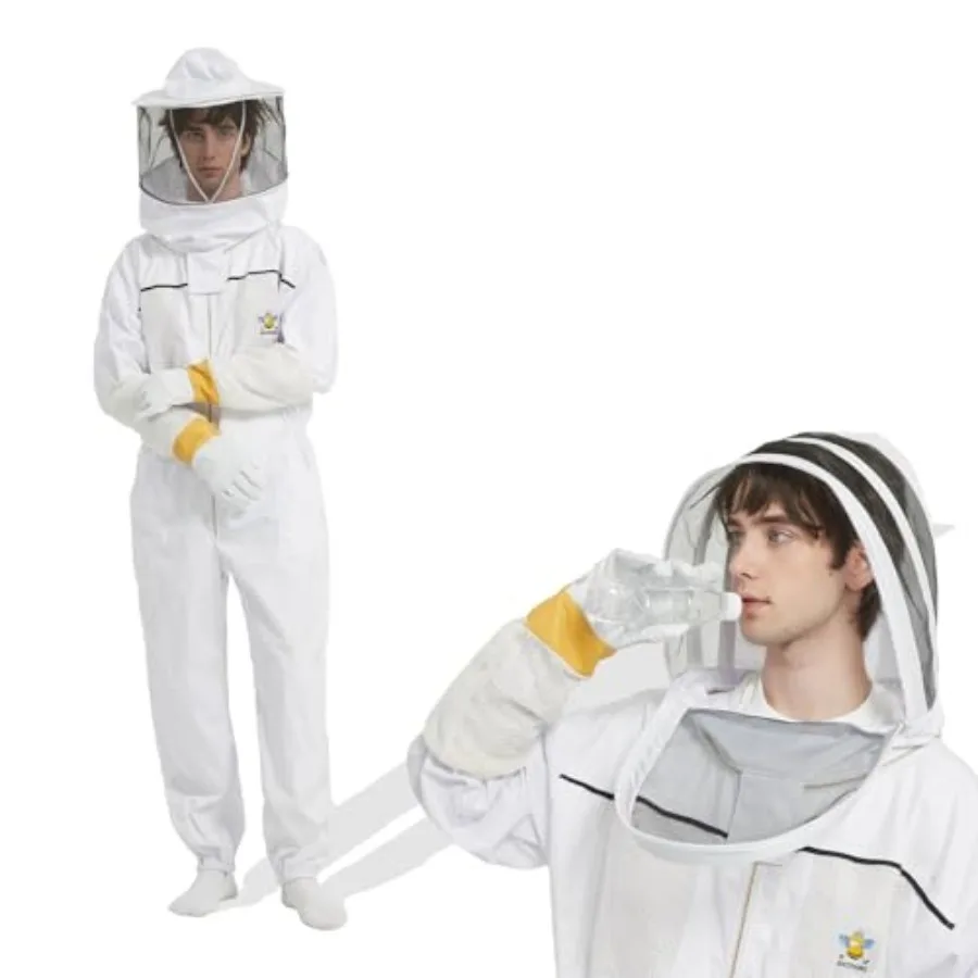 

Ventilated Beekeeping Hood for Men and Women, with Gove and Two Ventilated Hood.