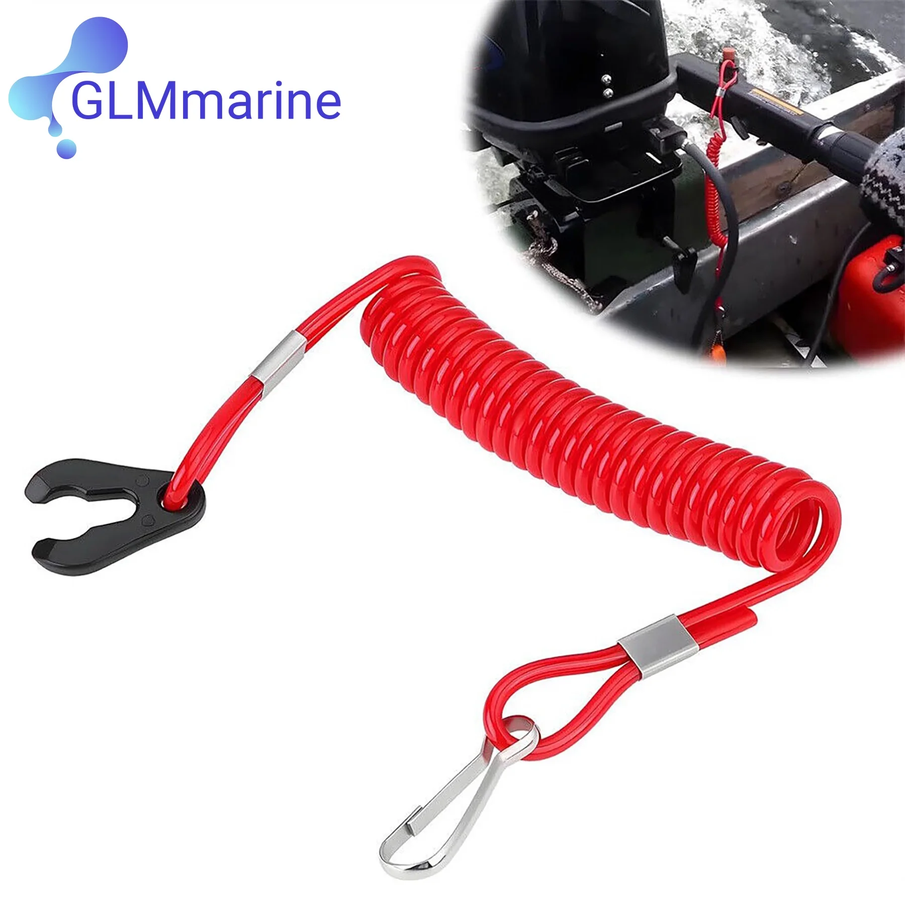 Kill Stop Switch and Safety Lanyard 66T-82575 for Yamaha 2-Stroke 6 8 9.9 15 25 30 40 HP Outboard 6E9-82575-09 6E9-82575-02