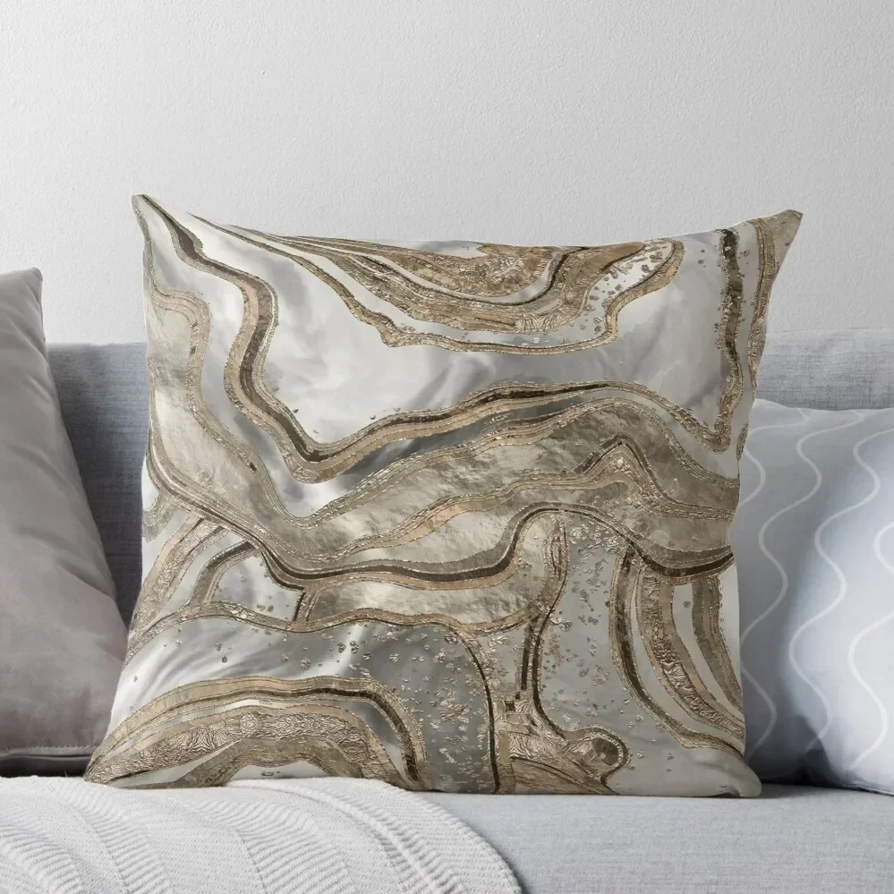 Liquid marble - pearl and gold Throw Pillow Throw Pillow Covers Cushions For Sofa pillow