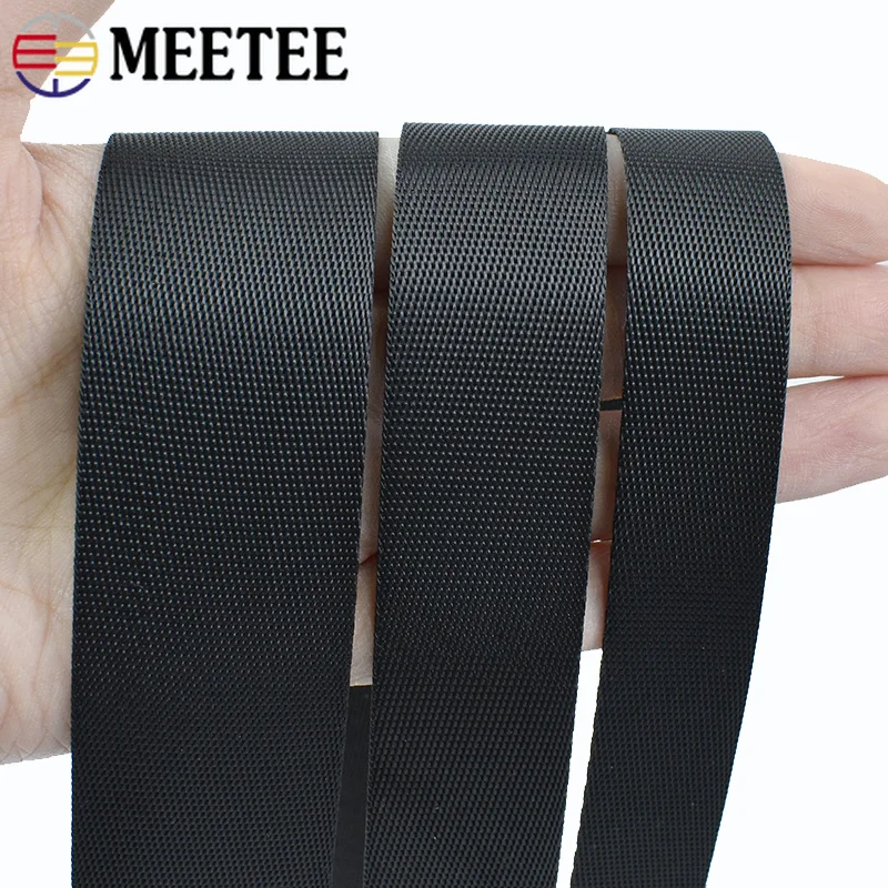10M 0.7mm Thick 10-100mm Nylon Webbing Band Black Shoulder Bag Strap for Pet Collar Luggage Belt Sling Ribbon Sewing Accessories