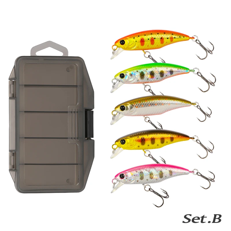 TSURINOYA Angeln Locken 48S Sinking Minnow Angeln Locken Anzug 5 stücke DW69 48mm 3,3g Angeln Wobbler Jerkbait bass Forellen Locken Swimba