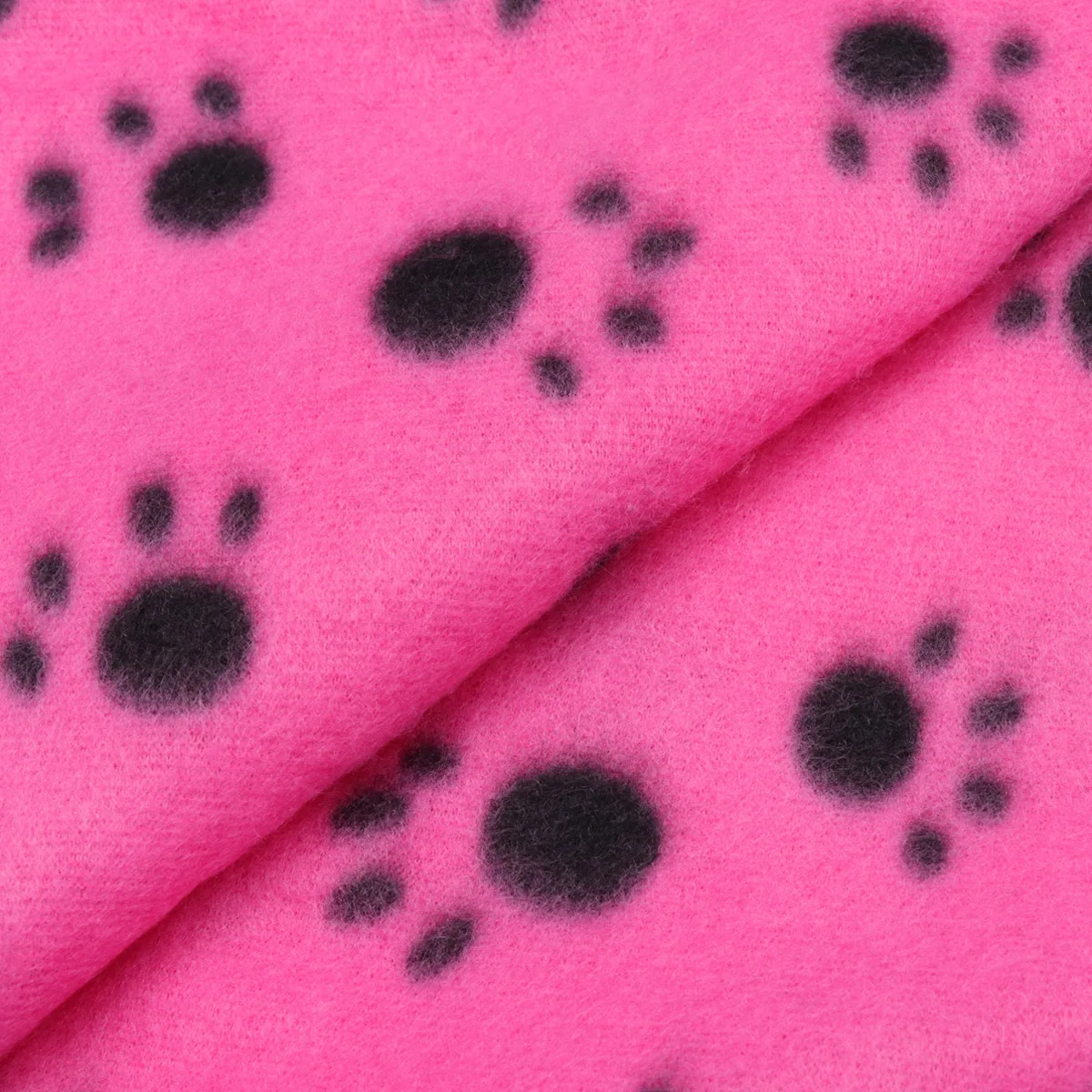 Koc dla zwierząt dwustronny polar wysokiej jakości miękki ciepły dla psa kota zwierząt z nadrukiem łap różowo-czerwony idealny na łóżko sofę 60x70cm