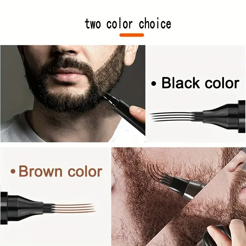 8pcs Beard Filling Pen Kit Beard Enhancer Brush Beard Coloring Shaping Tools Waterproof Black Brown Hair Pencil Repair Tools