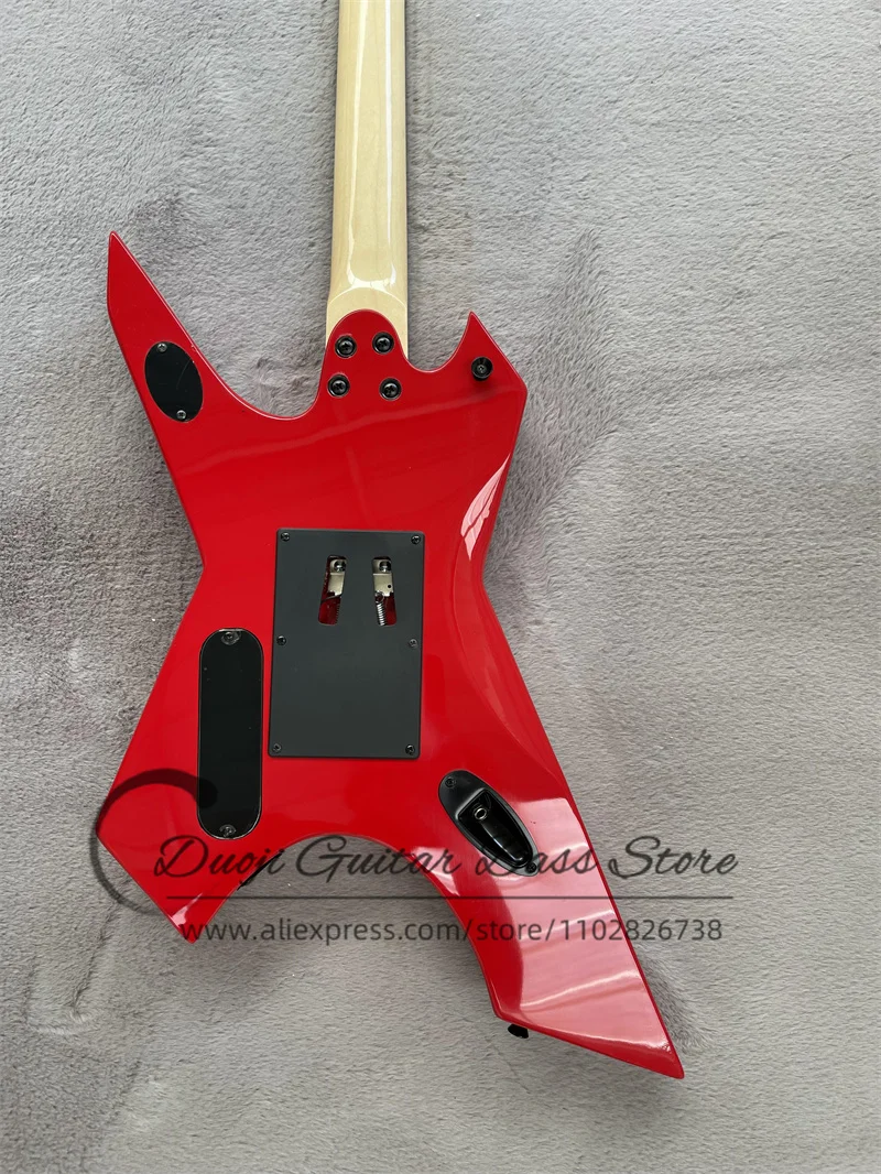 Red Electric Guitar Gar Body Tremolo Bridge HH Pickups Maple Fingerboard Groove Frets Black Tuners Factory Customized