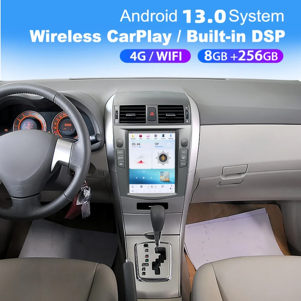 

10.4 Inch 8 Core Qualcomm Android Carplay Car Multimedia Automotive Radio For Toyota Corolla 2007~2013 GPS Navigation Head Unit