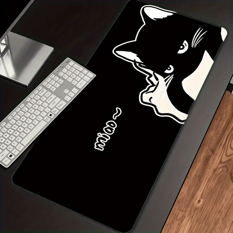 

Cat pattern mousepad features a black white aesthetic design with an anti-slip rubber and HD printing. It is suitable for gamaer