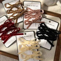 Velvet Bow Hair Clip Princess Head Sweet Girls Bangs Hairpins Women Girls Duckbill Clip Broken Hair Fixed Clip Styling Headwear