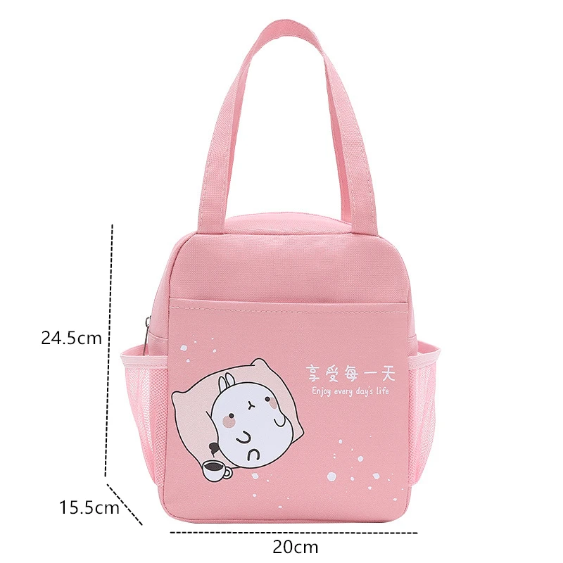 1PC New Children Portable Cartoon Lunch Bag Women's Thermal Bento Bags Oxford Cloth Food Handbags Large Capacity Organizer
