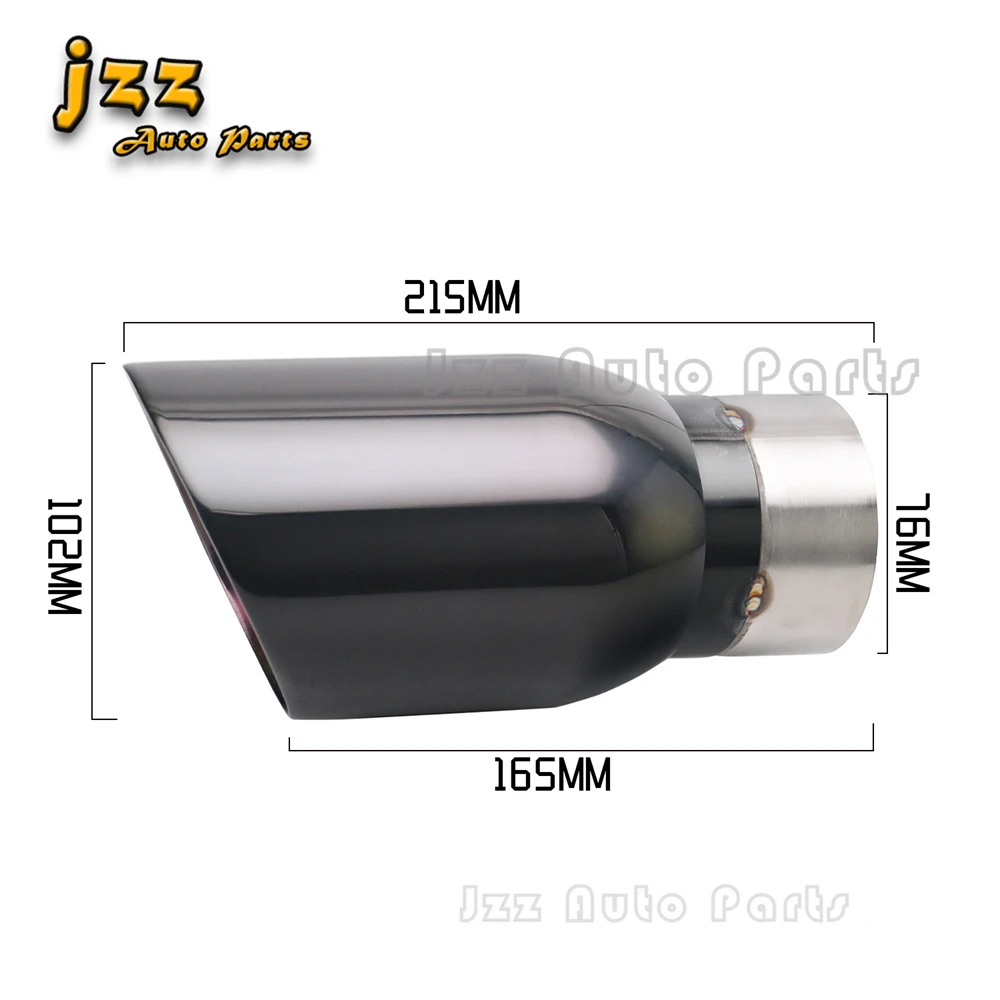 Stainless Steel Black Slant Exhaust End Pipe 76mm Interface 102mm Outlet Auto Muffler Tail Tip