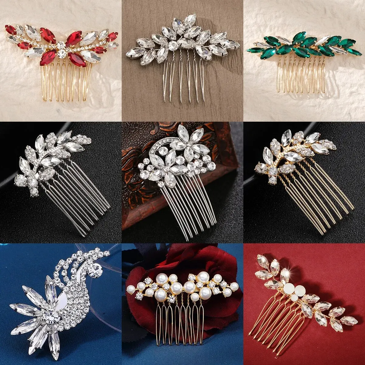 Crystal Pearl Bride Hair Comb Headwear Rhinestone Pearl Bridal Hair Clip Headbands Accessories Jewelry