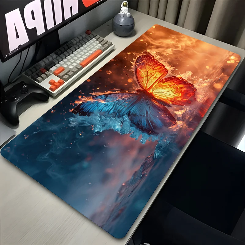 

Mouse Pad Gaming New Cartoon Mousepad Laptop Pink Butterfly HD Print Keyboard Pad Non-Slip Soft Computer Anime Design Desk Mat