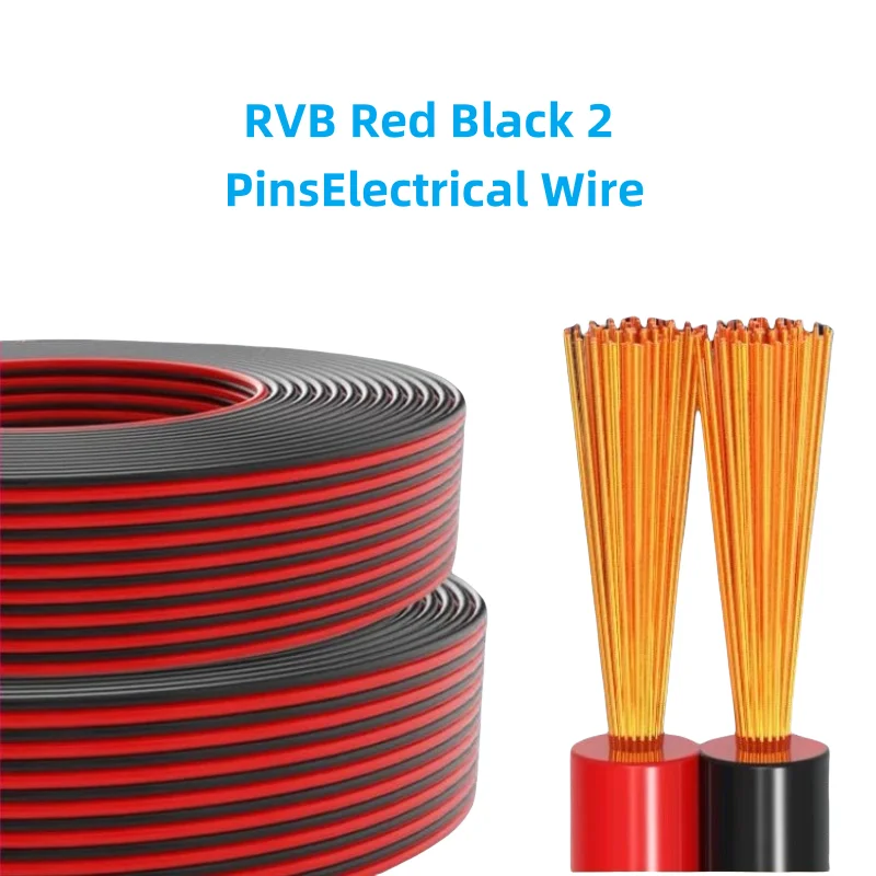 

5M 10M RVB Red Black 2 Pins Electrical Wire 12 14 16 18 20 22 AWG PVC Insulated Bare Copper UL2468 Power Lines LED Cables