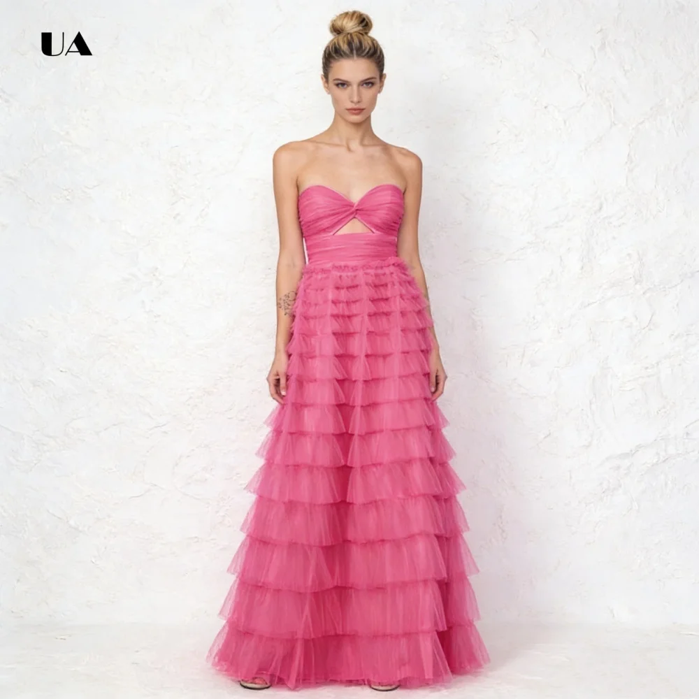 

Fationable A-line Ball Gown with Sweetheart Neck, Solid Tiered Ruffled Evening Dresses for Women, Simple Customized Party Gown