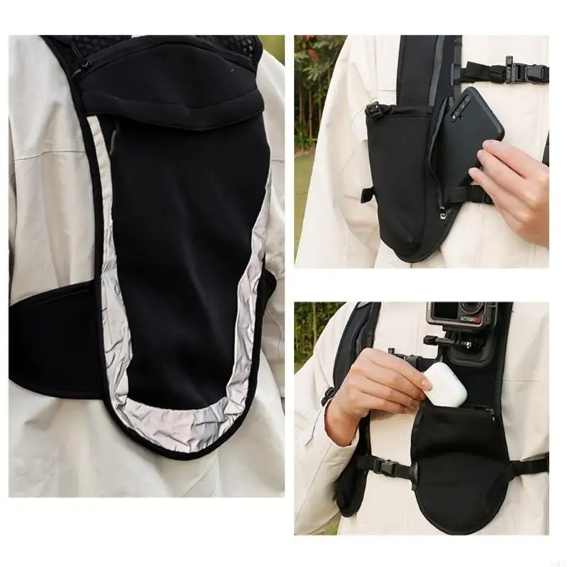 Action Camera Chest Mount Straps Backpack Shoulder Straps Mount Adjustable Running Vest Mount Adapter For Hiking Cycling