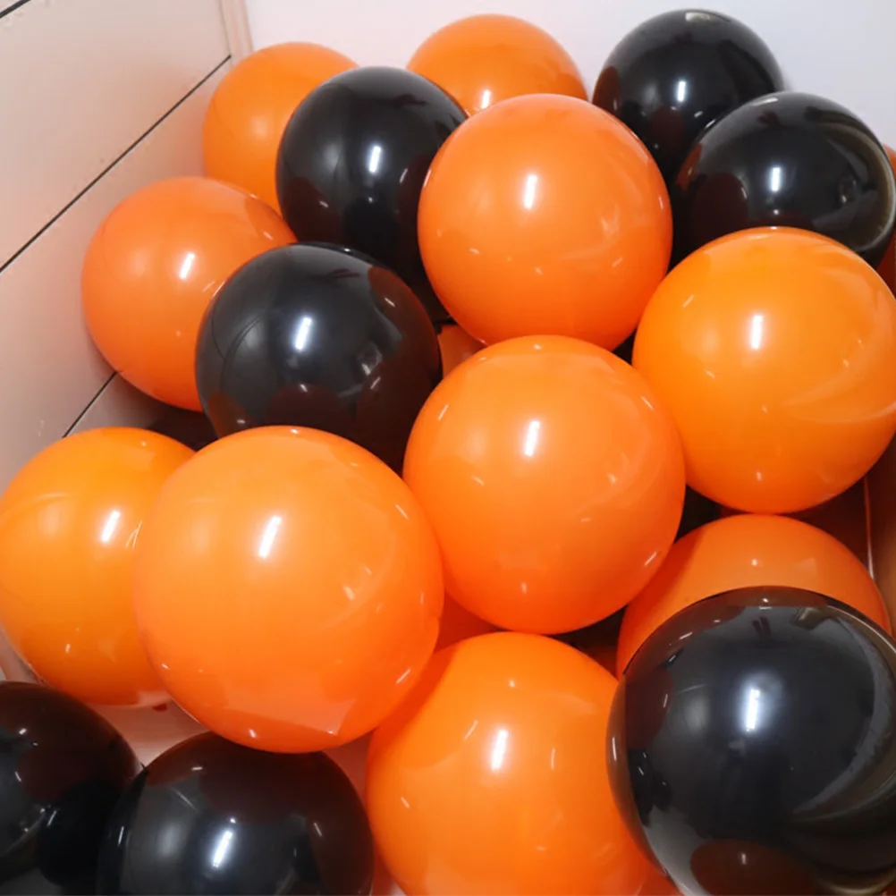 

100Pcs Halloween Balloons Decorative Latex Orange Black Party Supplies for Halloween Party Decorations Funny Balloons
