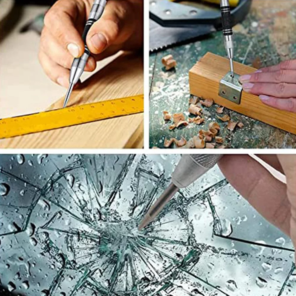 헤비 듀티 자동 센터 펀치, 용수철 로드 센터 펀치, 조정 가능한 효과 스탬프 포함, 금속 또는 목재용, 128mm