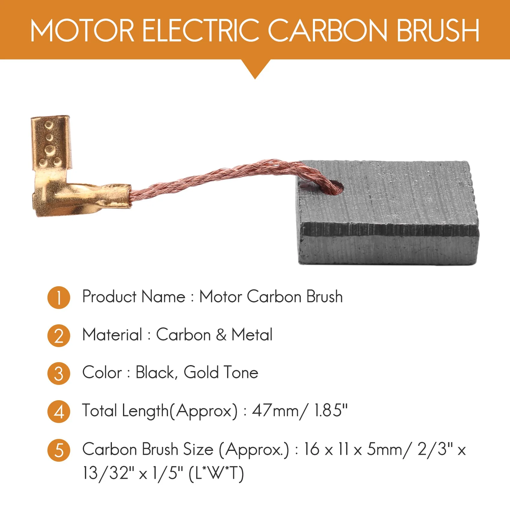 2 шт., 16 мм x 11 мм x 5 мм, электрические угольные щетки для двигателя для Makita 9553NB GSY
