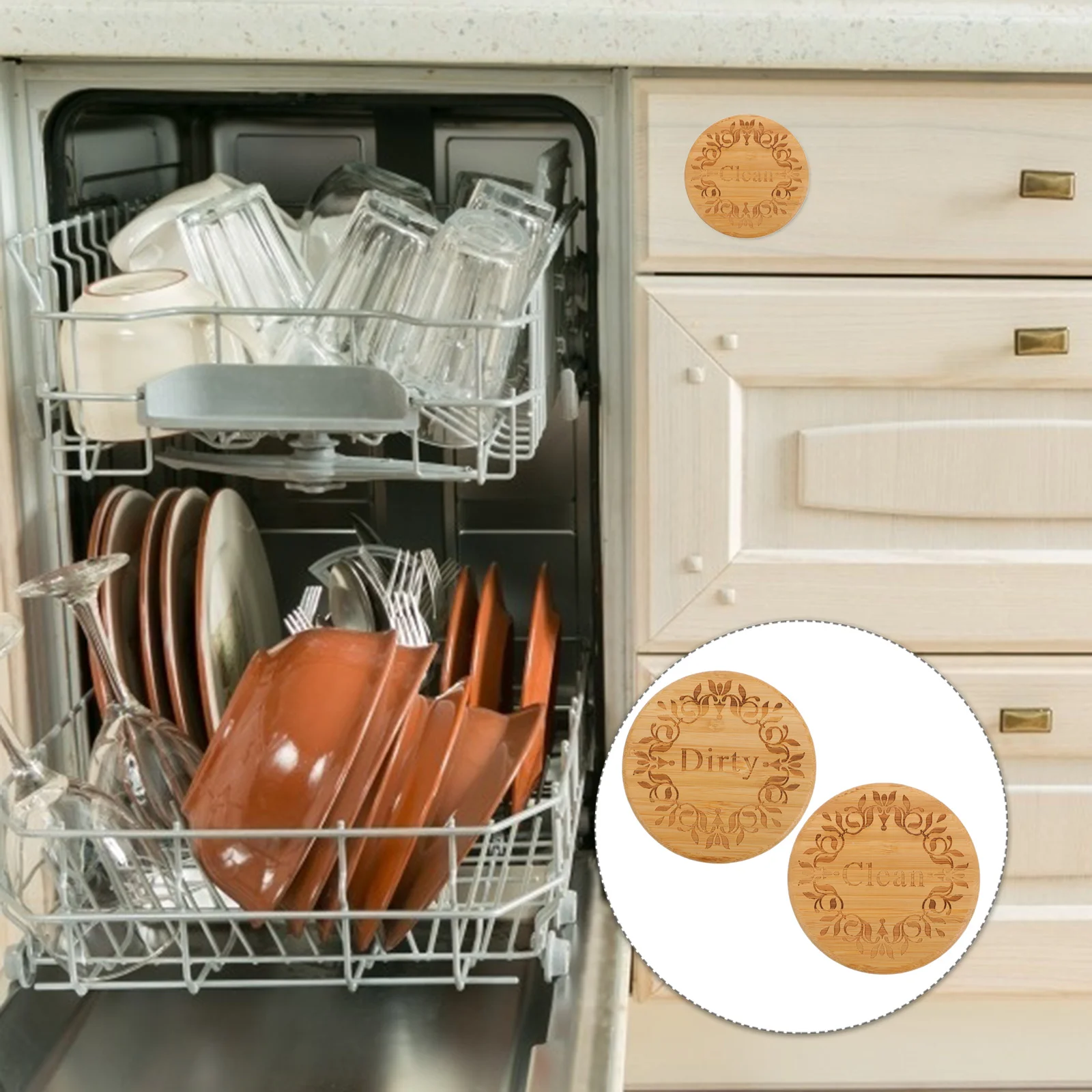 

Dishwasher Clean Dirty Magnetic Sign Double Sided Magnet for Washing Machine Fridge Cleaning Label Dish Washer Clean Sign