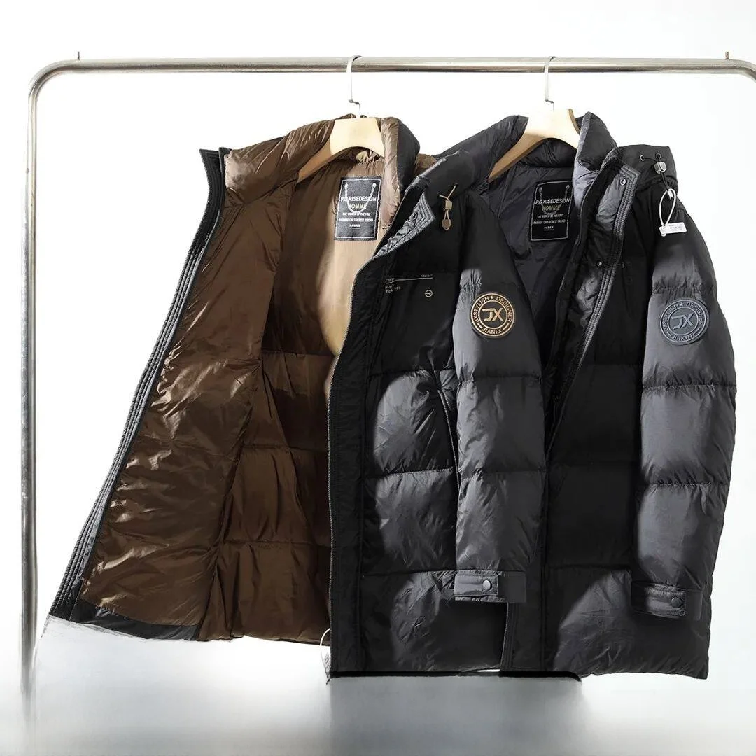 

Мужская зимняя утепленная куртка High Puffin 90 White Du down Jaet средней длины из полиэстера с длинными рукавами