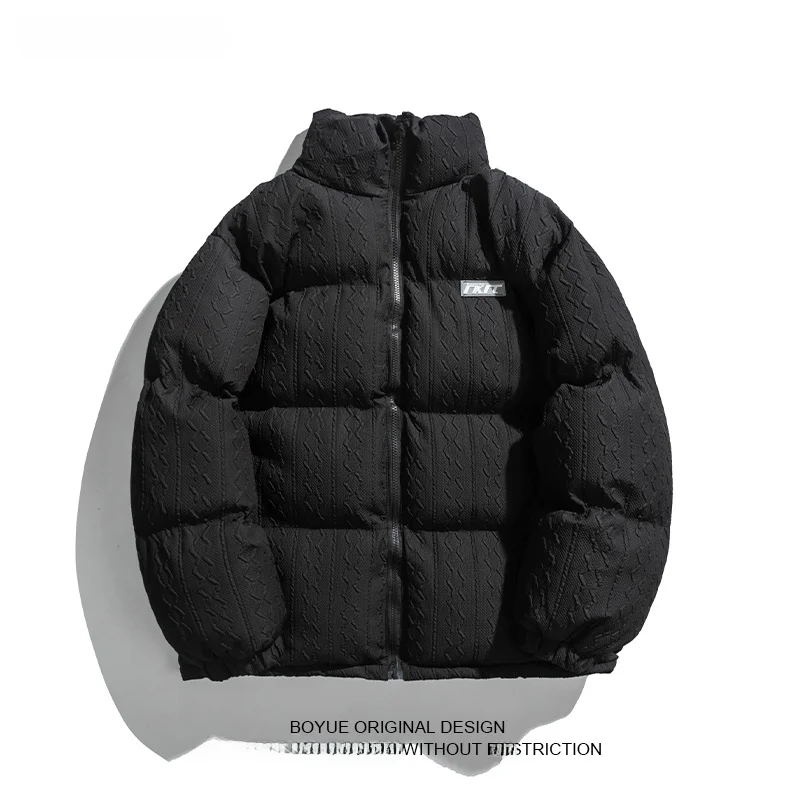 

Boyue Men's Thi Cotton Jaet Youthful Sle Zipper Closure Casual Leisure 3D Pattern Bread Winter Warm Outerwear