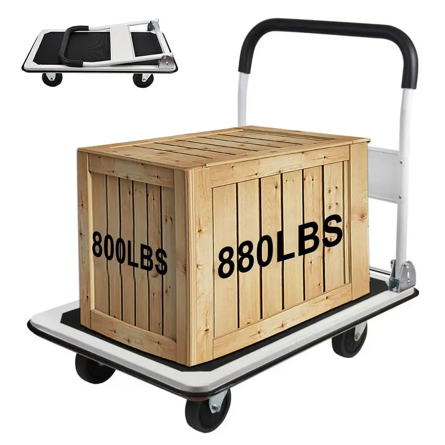 

Platform Truck Large Size 880lbs Heavy Duty Foldable Push Cart 35.8x24x34.3inches White