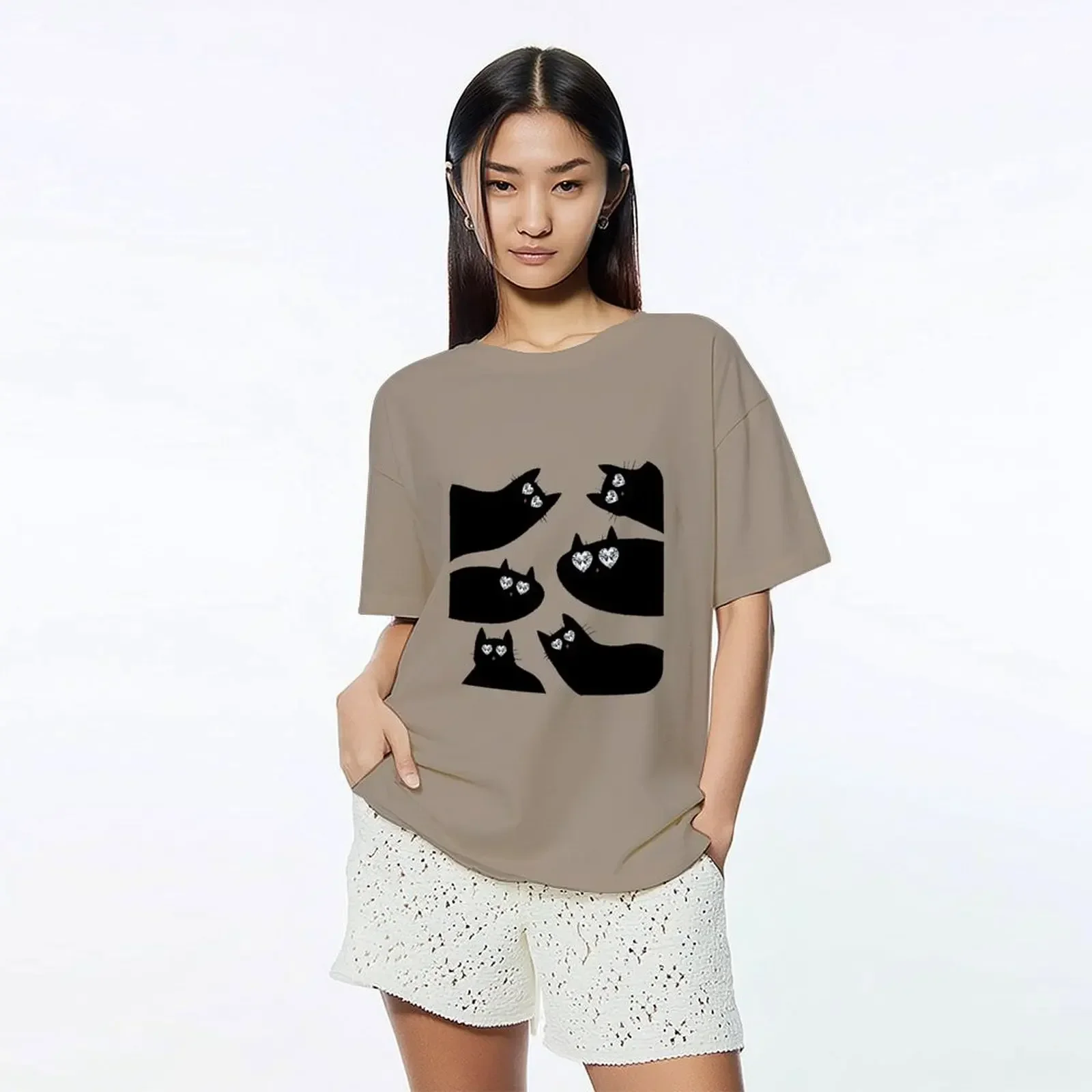 

90s T Shirt Paris Women Print T-shirt Girl Short Sleeve Crew Neck Casual Top For Summer Spring Tops Korean Women's Clothing