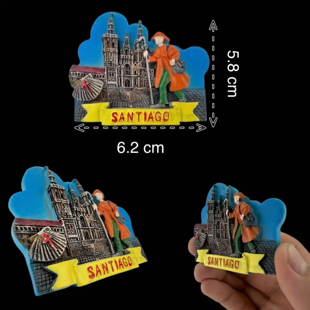 Santiago spagna magneti frigo viaggio 3D Memorial adesivi frigorifero magnetico decorazione camera regalo collezione