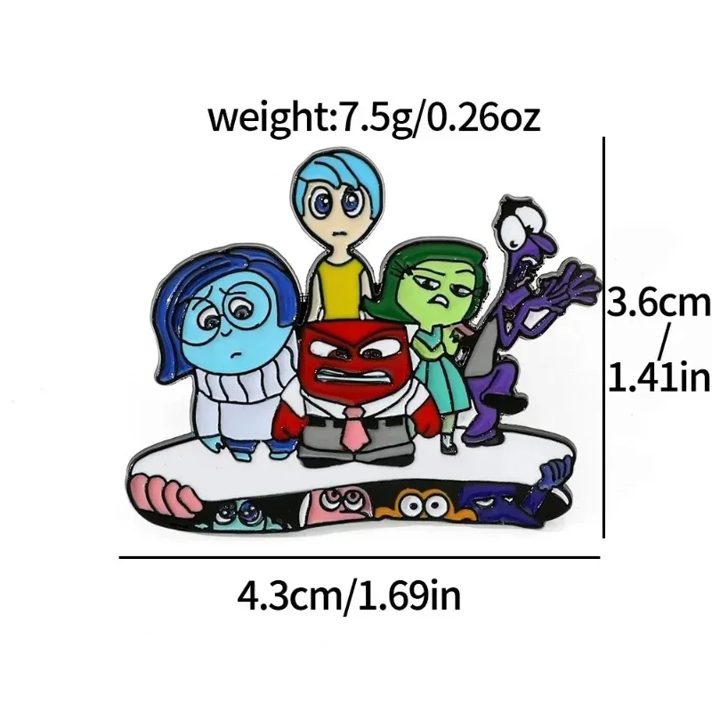 Disney Inside Out 2 Metal Brooches Cute Children Clothes Backpack Decoration Cartoon Figure Enamel Pin Accessory Boys Girls Gift