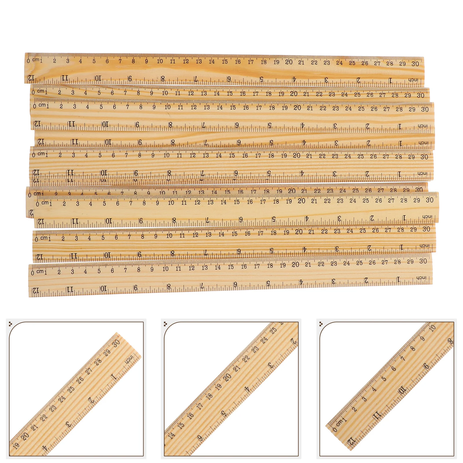 

10pcs Wooden Ruler Wood Measuring Ruler Tailors Carpenters Office Metric Scale Clear Markings Craft Art Rulers Bulk
