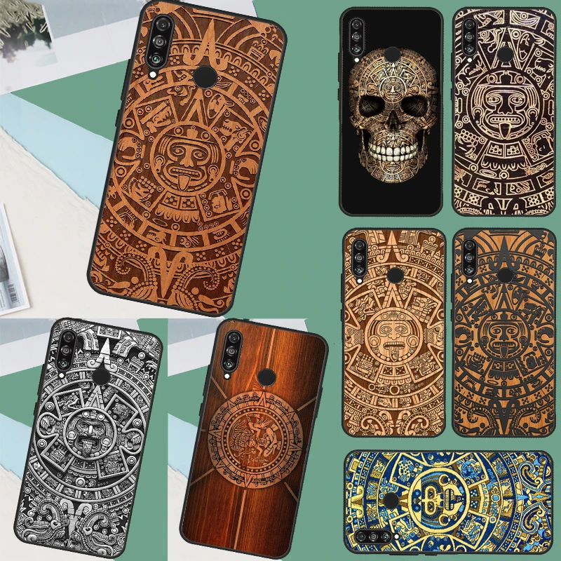 Mayan Calendar Wood Pattern Case For Huawei Mate 60 Pro P60 P40 P30 Lite Nova 5T 3i 8i 11i Nova 9 10 SE Y60 Y61 Y70 Y90