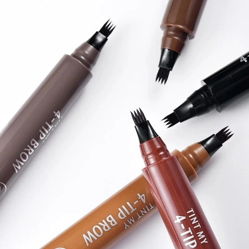 Four-Pronged Eyebrow Pencil Liquid Eyebrow Pen Long-Lasting Sweatproof Anti-Fading Eyebrow Tool for Natural Defined Brows Makeup