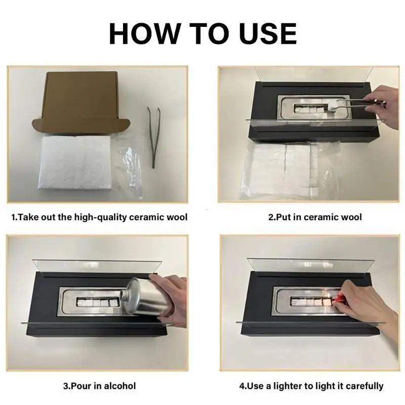 652F 96 Uds fogón sobremesa mecha lana cerámica combustibles bioetanol mecha fieltro carbono aislamiento fibra