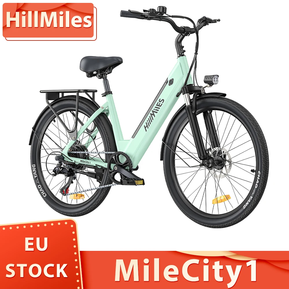 HillMiles MileCity1 Electric Bike 250W Motor 36V 13AH Battery 26 inch Tire E-Bike 32km/h Max Speed 100km Max Range Disc Brake