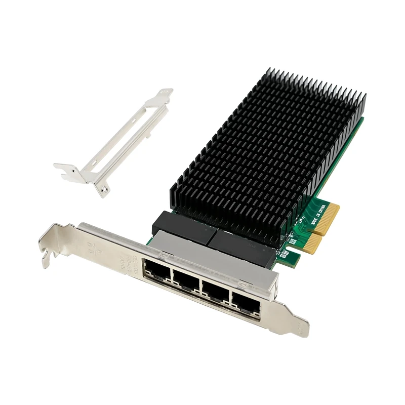 PCI-E X4 Gigabit 4 Port Server Network Card Server NIC I210-T4 RJ45 Ethernet NIC Industrial Camera Vision Network Card Green