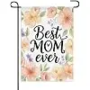 Welcome Best Mom Ever Garden Flag, Spring Summer Floral Watercolor Pattern, 12x18 Inch, Double Sided, All Weather Decor, For llz