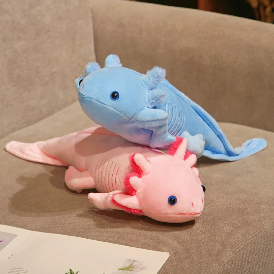 45cm Kawaii colorido Axolotl peluche de juguete lindo salamandra Plushie almohada de cuerpo largo muñeco de peluche suave regalo para niños