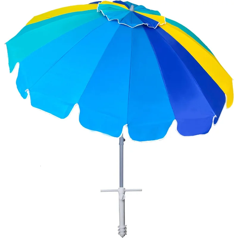 

7.5ft Heavy Duty HIGH Wind Beach Umbrella with sand anchor & Tilt Sun Shelter,UV 50+ Protection Outdoor Sunshade Umbrellas Carry